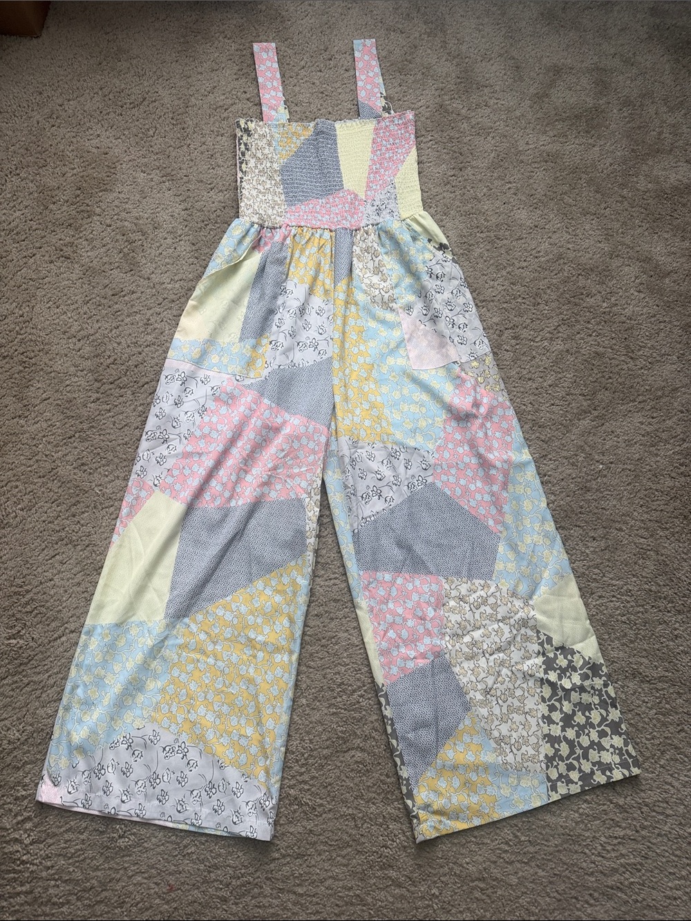 Patchwork Pastel Wide-Leg Jumpsuit